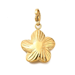 Настоящее золото 14K Цветок 304 подвесные украшения из нержавеющей стали, ионное покрытие (ip), с застежкой омар коготь, реальный 14 k позолоченный, 32 мм