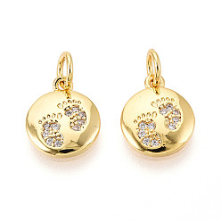 Настоящее золото 18K Латунные микро проложить кубического циркония прелести, плоский круглый и отпечаток, с целью перехода в кольце, без кадмия и без свинца, реальный 18 k позолоченный, 12x10x2 мм, отверстие : 3 мм