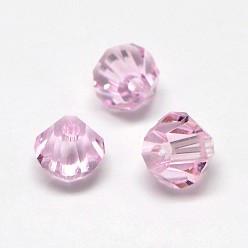 Pearl Pink Imitation 5301 Bicone Beads, Transparent Glass Faceted Beads, Pearl Pink, 3x2.5mm, Hole: 1mm, about 720pcs/bag