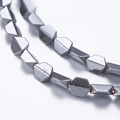 Non-magnetic Hematite Non-magnetic Synthetic Hematite Beads Strands, Polygon, 5x4~4.5x2mm, Hole: 1mm, about 82pcs/strand, 15.7 inch(40cm)