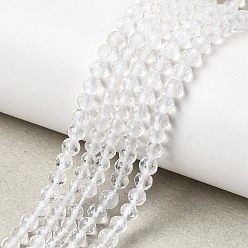 Хрусталь Природных кристаллов кварца бисер нитей, граненые, горного хрусталя, круглые, 4 мм, отверстие : 0.8 мм, около 48 шт / нитка, 7.68'' (19.5 см)