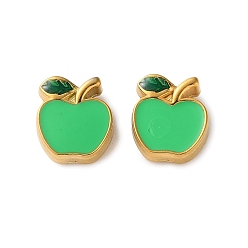 Яблоко 304 из нержавеющей стали шармы эмали, ионное покрытие, фруктовые темы, золотые, яблоко, 10x9x3.5 мм, отверстие : 1.2 мм
