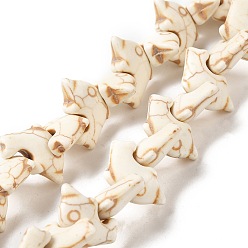 Желтая Старая Ткань  Синтетических нитей бирюзовые бусы, дельфин, старое кружево, 13x20x7 мм, отверстие : 1.2 мм, около 40~42 шт / нитка, 14.96''~15.55'' (38~39.5 см)