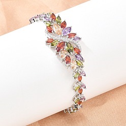 Разноцветный Теннисные браслеты из платиновой латуни с микропаве из кубических цирконий, браслеты для женщин, цветок, с группы часы застежками, долговечный, красочный, 9-1/2 дюйм (24.2x2.55 см)