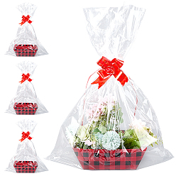 Красный Подарочный набор из картона в клетку, с пластиковыми корзинами и бантами, красные, 25.2x18.3x8.15 см