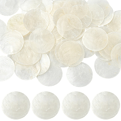 Белый Дым 60 шт. плоские круглые подвески из ракушек капиз, серый, 50x0.5~1 мм, отверстие : 2 мм