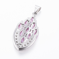 Violet Brass Micro Pave Cubic Zirconia Jewelry Sets, Pendants & Hoop Earrings & Finger Rings, Marquise/Horse Eye, Platinum, Violet, Size 9(19mm), 38.5x17x5.5mm, Hole: 5.5x4mm, 49x17x5.5mm, Pin: 1mm