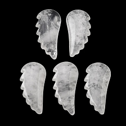 Хрусталь Природного кварца хрустальных подвесок, кулоны в виде крыльев из горного хрусталя, 43~43.5x20~20.5x18~18.5 мм, отверстие : 1.5 мм