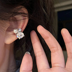 Круглые Серьги-каффы из сплава для женщин, с кубического циркония, круглые, 15 мм