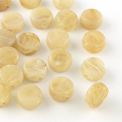 Dark khaki Flachen, runden Edelstein-Imitation Acrylperlen, dark khaki, 14x7 mm, Bohrung: 1.5 mm, ca. 470 Stk. / 500 g