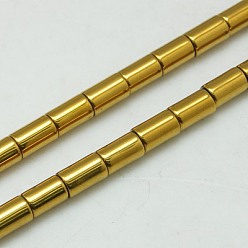 с Золотистым Покрытием Немагнитные синтетический гематит бисер пряди, колонка, с золотым покрытием, 6x4 мм, отверстие : 1 мм