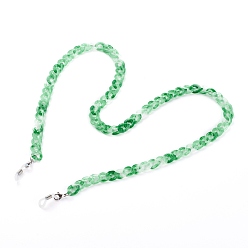 Sea Green Eyeglasses Chains, Neck Strap for Eyeglasses, with Acrylic Curb Chains, 304 Stainless Steel Lobster Claw Clasps and Rubber Loop End, Sea Green, 27.95 inch(71cm)