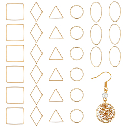 Золотой 30шт. 5 стили латунные кольца с открытой задней частью и оправой, для diy уф смолы, эпоксидная смола, Прессованные цветочные украшения, разнообразные, золотые, 15~24x13.5~20x1 мм, 6 шт / стиль