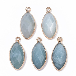 Амазонит Природные подвески амазонит, с позолоченными краями из латуни, граненые, лошадиный глаз , 20x9x5 мм, отверстие : 1.2 мм