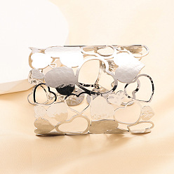 Нержавеющая Сталь Цвет 304 женские браслеты-манжеты из нержавеющей стали, сердце, выдолбить, цвет нержавеющей стали, 3-1/8 дюйм (7.8 см), внутренний диаметр: 2-1/4 дюйм (5.8 см)