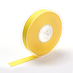 Yellow Double Face Matte Satin Ribbon, Polyester Satin Ribbon, Yellow, (5/8 inch)16mm, 100yards/roll(91.44m/roll)