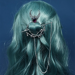 Фиолетовый Готическая тема ведьмы, ветка, сплав, стразы, заколка для волос, заколка для волос, палочки для волос, Держатель конского хвоста, фиолетовые, 370 мм