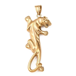 Золотой 304 из нержавеющей стали большие кулоны, леопардовые прелести, ионное покрытие (ip), золотые, 58.5x26.5x8.5 мм, отверстие : 8.5x5.5 мм