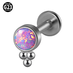 Леденец G23 титановые безрезьбовые лабреты, с имитацией опал, цвет нержавеющей стали, леденец, 8 мм, штифты : 1.2 мм