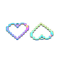 Rainbow Color Ion Plating(IP) 304 201 Stainless Steel Pendants, Heart, Rainbow Color, 22x25x1.5mm, Hole: 2mm