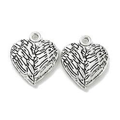 Antique Silver Tibetan Style Alloy Pendants, Heart Charms, Nickel, Antique Silver, 21x18x2.5mm, Hole: 1.8mm