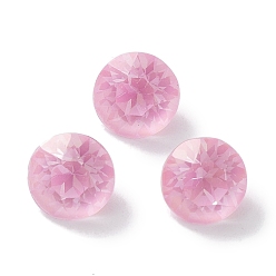 Light Rose Glass Rhinestone Cabochons, Point Back & Back Plated, Faceted, Round, Light Rose, 6.2x5mm