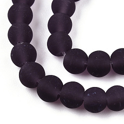 Purple Transparent Glass Beads Strands, Frosted, Round, Purple, 4~4.5mm, Hole: 0.8mm, about 97~99pcs/strand, 14.76 inch~14.96 inch(37.5~38cm)
