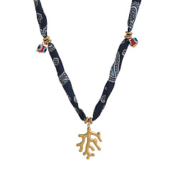 Другие Подвеска из латуни и смолы с изображением сглаза, напечатанная на ткани, для ожерелья., золотые, темно-синий, форма коралла, 19.69 дюйм (50 см), удлинитель 50мм, Кулон : 28x20 мм