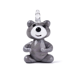 Темно-Серый Подвески лэмпворк ручной работы, нести прелести, темно-серый, 27.5~30x16.5~17.5x14~17 мм, отверстие : 2~3.5 мм