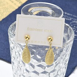 Золотой Ионное покрытие (ip) 304 серьги-гвоздики из нержавеющей стали в форме капли для женщин, золотые, 33.5x10 мм