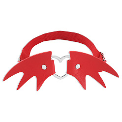 Красный Искусственная кожа сердце крыло сплав цепь нога, готическая цепь на бедро для женщин, красные, 440 мм