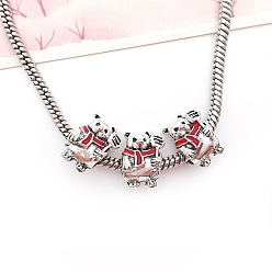 Медведь Европейские бусины из сплава эмали рождественской тематики, большое отверстие шарик, античное серебро, медведь, 13x10x8 мм, отверстие : 4.5 мм