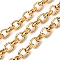 Real 20K Gold Plated 304 из нержавеющей стали цепи Роло, несварные, с катушкой, ионное покрытие (ip), реальный 20 k позолоченный, 8~9x7x2.5 мм