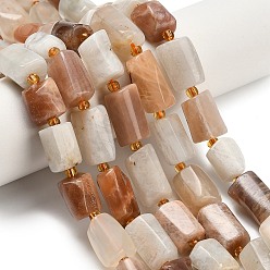 Multi-Moonstone Нити из натуральных бусин из нескольких лунных камней, колонка, с бисером, граненые, 10~17x9~10x7~8.5 мм, отверстие : 0.8 мм, около 26~27 шт / нитка, 15.55'' (39.5 см)