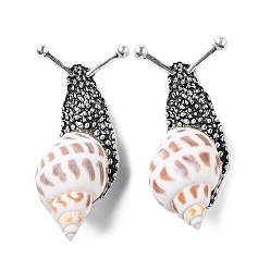 Античное Серебро Улитка, натуральная раковина, ископаемая брошь, булавка, булавка из сплава для рюкзака одежды, античное серебро, 53~59x25~30x20~25 мм