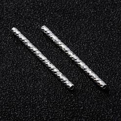 Посеребрённый Бусины из гофрированной латуни, долговечный, 925 серебро покрытием, 25x1.5 мм, отверстие : 0.7 мм