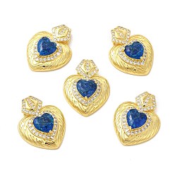 Средно-синий Подвески из латуни и страз, с дробленым льдом граненый кубический цирконий, шарма сердца, реальный 14 k позолоченный, без кадмия и без свинца, светло-синий, 30x23x7.5 мм, отверстие : 3.5x7 мм