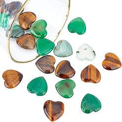 Смешанные камни 20шт 2 стиль натуральный смешанный кабошон, сердце, 19~20x20x5~7, 10 шт / стиль