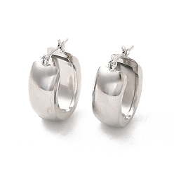 Platinum Brass Oval Thick Hoop Earrings for Women, Platinum, 26x18x9mm, Pin: 0.7mm