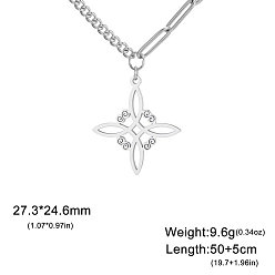 Нержавеющая Сталь Цвет Ведьмин узел 304 полые подвески из нержавеющей стали для женщин, цвет нержавеющей стали, 19.69 дюйм (50 см), Кулон : 27.3x24.6 мм