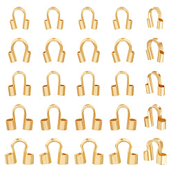 Настоящее золото 18K 150 шт. 5 стиль 304 хирургическая нержавеющая сталь защитная проволока и протекторы, реальный 18 k позолоченный, 4.5~5.5x4~6.7x1.4~2.3 мм, отверстие : 0.7~1.6 мм, 30 шт / стиль