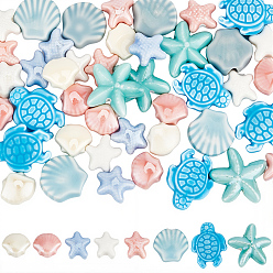 (52) Непрозрачная лаванда 56шт 8 стили фарфоровые бусины ручной работы, разнообразные, разноцветные, 10~19x10.5~17x5.5~8.5 мм, отверстие : 1.5~2 мм, 7 шт / стиль