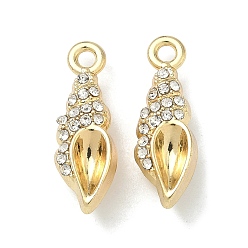 Shell Shape Сплава кристалла горный хрусталь подвески, подвески на тему океана, золотые, формы раковины, 21.5x7.5x6.5 мм, отверстие : 1.8 мм