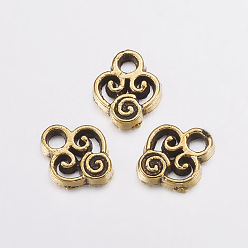 Oro Antiguo Charms de aleación, corazón, sin plomo y cadmio, oro antiguo, 10x8x2 mm, agujero: 1.5 mm