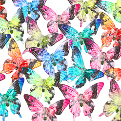 Mixed Color 36Pcs 6 Colors Printed Transparent Acrylic Beads, Butterfly, Mixed Color, 39x32mm39x32mm, 6pcs/color