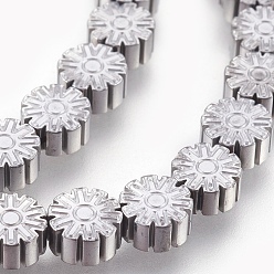 с Платиновым Покрытием Гальваническая немагнитная синтетическая гематитовая нить, цветок, с покрытием платиным, 6.5x3 мм, отверстие : 1 мм, около 61 шт / нитка, 15.7 дюйм (40 см)