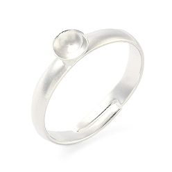 Посеребрённый Регулируемое латунное кольцо-подкладку, пустой круглый кольцевой поднос, стойки покрытие, долговечный, без свинца и без кадмия, 925 серебро покрытием, лоток : 5 мм, 3 мм, внутренний диаметр: 17 мм