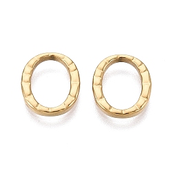 Настоящее золото 18K 304 нержавеющей стали связывающий кольца, текстурированный овал, ионное покрытие (ip), долговечный, реальный 18 k позолоченный, 12x10.5x2 мм, внутренний диаметр: 6.5x9.5 мм