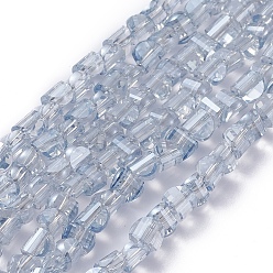 Light Blue Electroplate Glass Beads Strands, Faceted, Pearl Lusted Plated, Half Round, Light Blue, 4x4x3mm, Hole: 0.8mm, about 148pcs/strand, 19.69 inch(50cm)