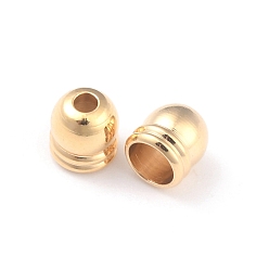 Real 24K Gold Plated Brass Core End Caps, Long-Lasting Plated, Column, Real 24K Gold Plated, 4.5x4mm, Hole: 1.4mm, Inner Diameter: 2mm